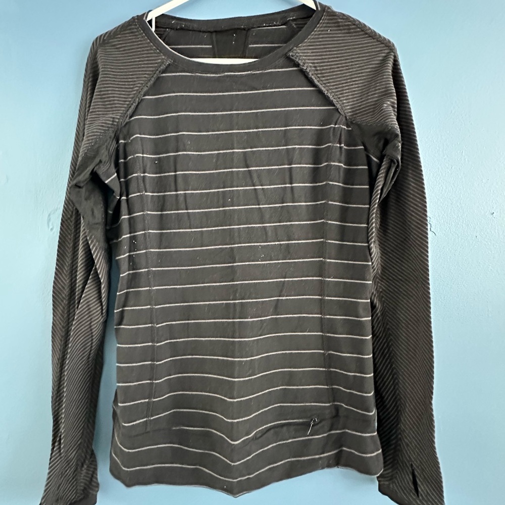 Lululemon Black and White  Striped Long Sleeve Shirt